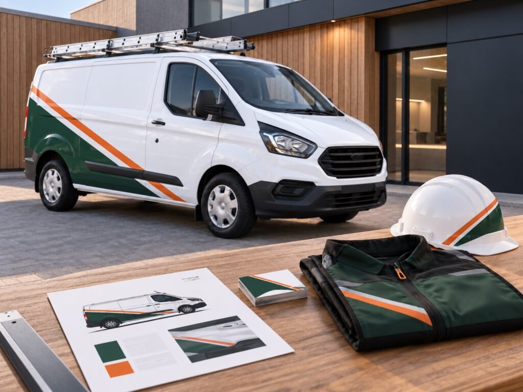 Google Business Profile listing for a UK contractor on a smartphone with customer reviews